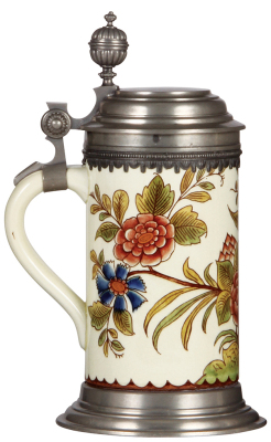 Mettlach stein, 1.0L, 5024, Faience, pewter lid, mint.     - 3