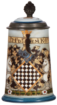 Mettlach stein, .5L, 2049, etched, Chess Game, inlaid lid, mint.