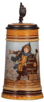 Mettlach stein, .5L, 2767, etched, by H. Schlitt, inlaid lid, mint.