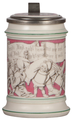 Mettlach stein, .5L, 728, parian ware, inlaid lid, mint.