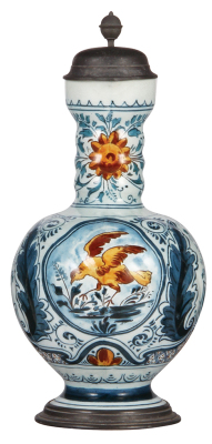 Mettlach stein, 1.3L, 5015, Faience, pewter lid, mint. 