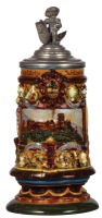 Pottery stein, .5L, relief, marked Johann Glatz Majolika Fabrik, 500j&auml;hr.&nbsp;Jubil&auml;um der Universit&auml;t Heidelberg, very good condition.