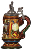 Pottery stein, .5L, relief, marked Johann Glatz Majolika Fabrik, 500j&auml;hr.&nbsp;Jubil&auml;um der Universit&auml;t Heidelberg, very good condition. - 2