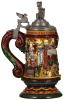 Pottery stein, .5L, relief, marked Johann Glatz Majolika Fabrik, 500j&auml;hr.&nbsp;Jubil&auml;um der Universit&auml;t Heidelberg, very good condition. - 3