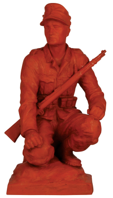 Terra Cotta figurine, 14.0'' ht., c.1940, German soldier, Gebirgs Jäger, tip of rifle has a chip re-glued.