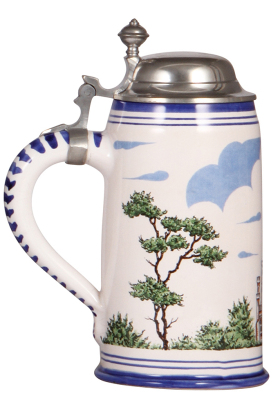 Pottery stein, 9.2" ht., SCI Convention, Chicago, IL, 1975, sample version, Faience style, pewter lid, rare, mint.         - 3
