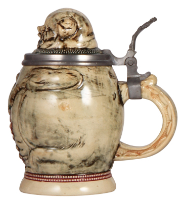 Character stein, .5L, by Diesinger, 598, Pig with Money Bag, two factory production flaws are not very distracting, otherwise mint. - 2