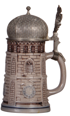 Character stein, .5L, stoneware, marked T.W., Munich Frauenkirche Tower, mint. - 2