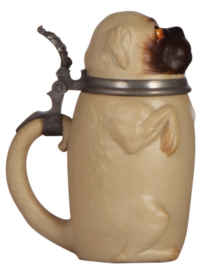 Mettlach stein, .5L, 2018, Character, Pug Dog, inlaid lid, mint. - 3