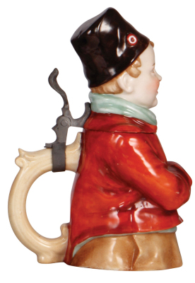 Character stein, .5L, porcelain, marked Musterschutz, by Schierholz, Dutch Boy, very good repair of chip on lid. - 3