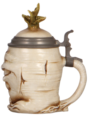 Character stein, .3L, porcelain, marked Musterschutz, by Schierholz, Happy Radish, excellent repair of chips on leaves. - 2