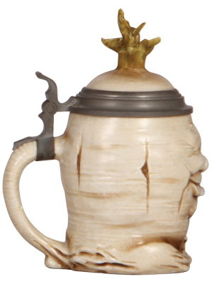 Character stein, .3L, porcelain, marked Musterschutz, by Schierholz, Happy Radish, excellent repair of chips on leaves. - 3