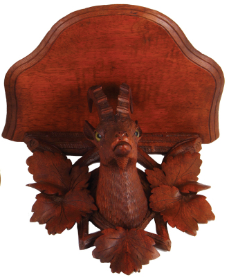 Black Forest Ibex shelf woodcarving, 8.0" ht. x 8.3" w x 6.0" d., carved in Switzerland, c.1910, linden wood, glass eyes, fabulous detail including fur, eyes and musculature, very good condition. - 2