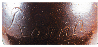 Stoneware stein, 7.1" ht., Birnkrug, c.1850, brown glaze, incised Rosina on body, pewter lid, good condition. - 4