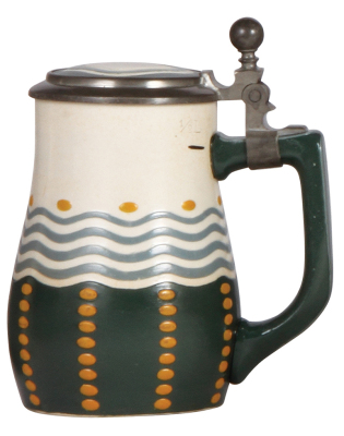 Mettlach stein, .5L, 3244, decorated relief, Art Deco, inlaid lid, mint. - 2