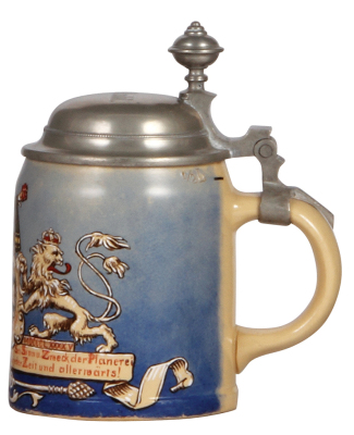 Mettlach stein, .5L, 1526, hand-painted, Munich Child, pewter lid, mint. - 2