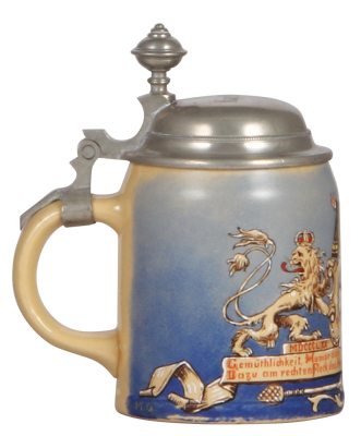 Mettlach stein, .5L, 1526, hand-painted, Munich Child, pewter lid, mint. - 3