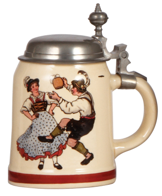 Mettlach stein, .5L, 1280 [1526], PUG, pewter lid, mint.