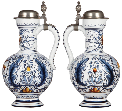 Mettlach stein, 1.5L, 5015, Faience, pewter lid, mint. - 2