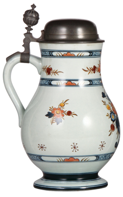 Mettlach stein, 1.6L, 5018, Faience, pewter lid, mint. - 3