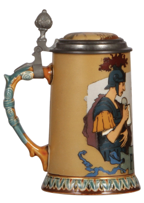 Mettlach stein, .3L, 2100, etched, by H. Schlitt, inlaid lid, mint. - 3