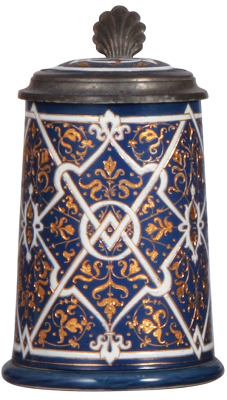 Mettlach stein, .5L, 2034, mosaic, inlaid lid, mint.