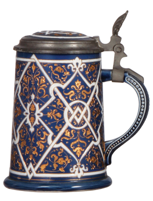 Mettlach stein, .5L, 2034, mosaic, inlaid lid, mint. - 2