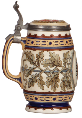 Mettlach stein, .5L, 1096, etched, inlaid lid, excellent repair of inlay crack.     - 3