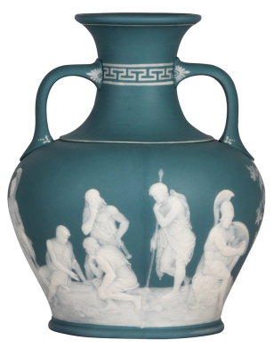 Mettlach vase, 10.7" ht., 7011, phanolith, by Stahl, designed after the Portland vase, mint.