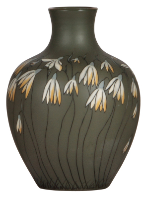 Mettlach vase, 7.8" ht., 2477, etched, Art Nouveau, mint. - 3