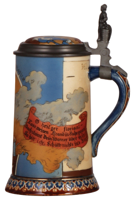 Mettlach stein, .5L, 2091, etched, by H. Schlitt, inlaid lid, mint. - 2