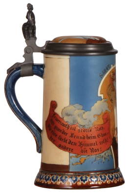 Mettlach stein, .5L, 2091, etched, by H. Schlitt, inlaid lid, mint. - 3