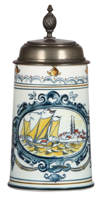 Mettlach stein, .5L, 5022 [5013], Faience, pewter lid, mint.