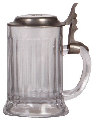 Glass stein, .5L, pressed, clear, porcelain inlaid lid, marked Albert Pick & Company Chicago, Anheuser Busch Michelob, mint.