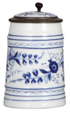 Porcelain stein, .5L, transfer & hand-painted, Faust, inlaid lid with Faust on underside of the inlay, mint. 