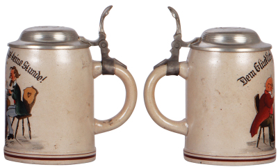 Stoneware stein, .5L, transfer & handpainted, pewter lid is an old replacement, body mint. - 2