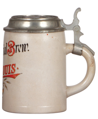 Stoneware stein, .5L, transfer & hand-painted, Lemps Special Brew, St. Louis, pewter lid: Lemp, St. Louis, pewter marked Pauson München, mint. - 2