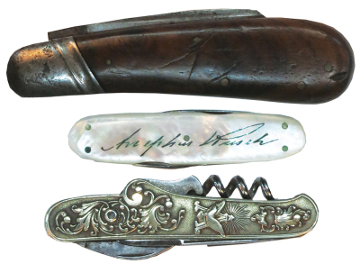 Three Anheuser Busch pocket knives, sizes 2.4" to 4.0", stanhope Adolphus Busch, all in good condition. - 2