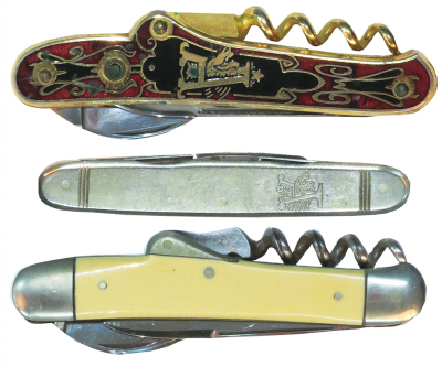 Three pocket knives, two Anheuser Busch, A. Lastor & Bros., sizes 2.4" to 3.7", all vintage, one stanhope of Adolphus Busch, all in good condition. - 2