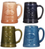 Four pottery mugs, .5L, 5.0" ht., Rookwood Pottery Commercial Ware, Starkville, Miss., all with Rookwood marks & dates, body shape 7301, two for Wiedemann Brewing Co., Newport,&nbsp;KY, 1948 & 1966, two for Falls City Beer, Louisville, KY, both 1948, all mint.