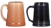 Four pottery mugs, .5L, 5.0" ht., Rookwood Pottery Commercial Ware, Starkville, Miss., all with Rookwood marks & dates, body shape 7301, two for Wiedemann Brewing Co., Newport,&nbsp;KY, 1948 & 1966, two for Falls City Beer, Louisville, KY, both 1948, all mint. - 2