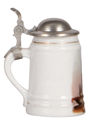 Porcelain stein, 4.0'' ht., transfer, Münster zu Ulm, pewter lid, mint. - 3