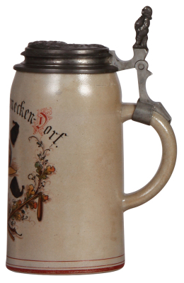 Stoneware stein, 1.0L, transfer & hand-painted, Cmoa Neu-Schnecken-Dorf, snail & sleeping caps, relief pewter lid: Frauenkirche, München, mint. - 2