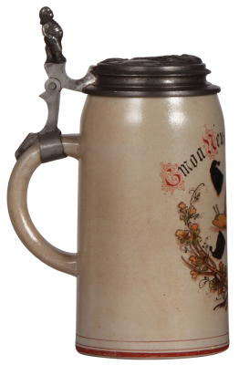 Stoneware stein, 1.0L, transfer & hand-painted, Cmoa Neu-Schnecken-Dorf, snail & sleeping caps, relief pewter lid: Frauenkirche, München, mint. - 3