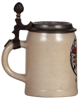 Stoneware stein, .5L, transfer & hand-painted, Kgl. Hofbräuhaus, by F. Ringer, relief pewter lid: scene of Kgl. Hofbräuhaus, mint. - 3