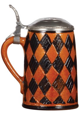 Stoneware stein, 1.0L, relief, unmarked, impressed pewter lid: 8. Münchner Bezirksschiessen, 1965, mint. - 2