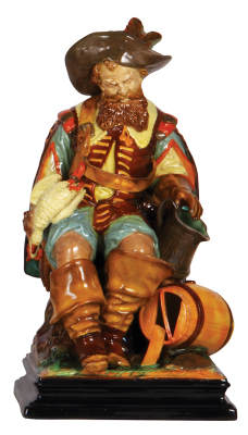 Terra cotta figurine, 13.5'' ht., 7.0'' w., marked 88, majolica glaze, Landsknecht, excellent quality, very good condition.