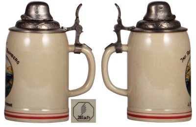 Third Reich stein, .5L, modern [New], marked Allach SS, Infantry MG scene, pewter lid with helmet, mint. A DETAILED PHOTO OF THE BODY & THE LID IS AVAILABLE, PLEASE EMAIL YOUR REQUEST. - 3