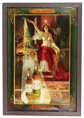 Anheuser-Busch lithograph on metal, framed 40.5" x 28.5", The Mirror of Truth, marked: Pat. Oct. 10th, 1905, Copyrighted by the H.D. Beach Co., Coshocton, O. 1907, surface rust with discoloration, small rust holes & tears along bottom edge, scratches on r