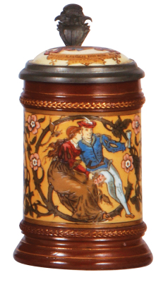 Mettlach stein, .25L, 1968, etched, inlaid lid: Anheuser-Busch Brewing Ass'n., mint.